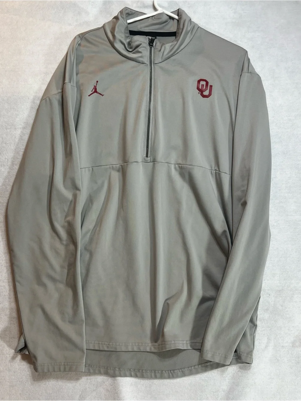 Jordan Oklahoma Sooners Quarter Zip Pullover Men’s XXL Gray Long Sleeve Standard